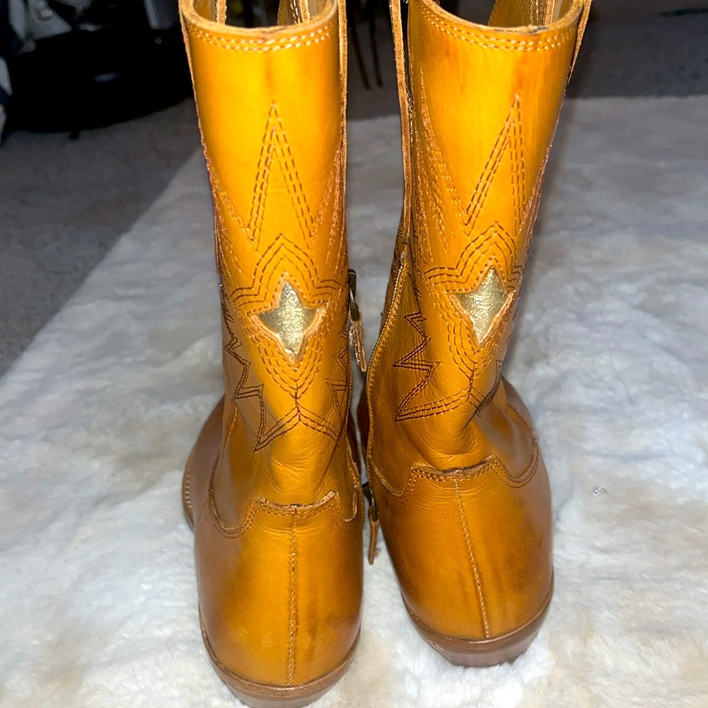 JD Julie Dee | Western Ankle  Boots | Brown leather gold metallic  | women 39 - Picture 11 of 15